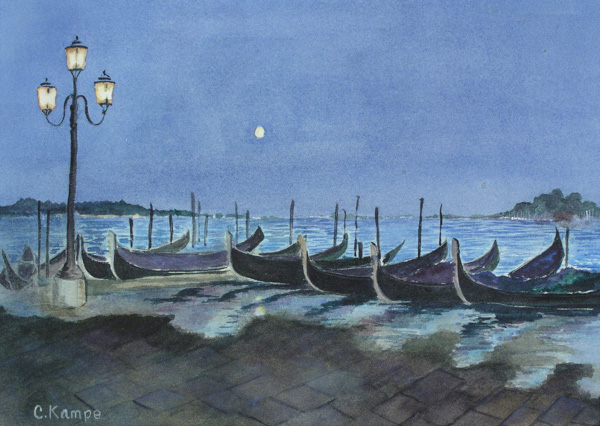 Gondolas at Evening High Tide